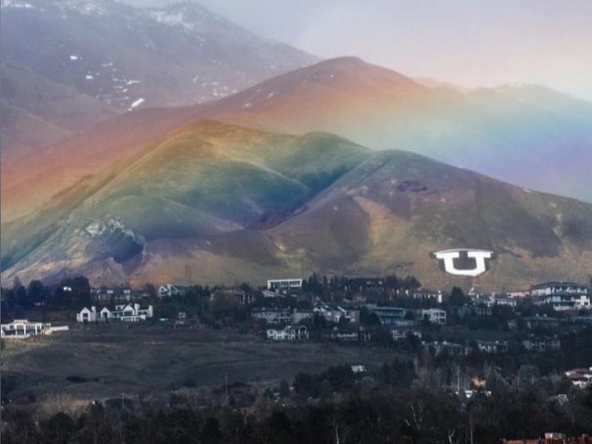 rainbow over campus
