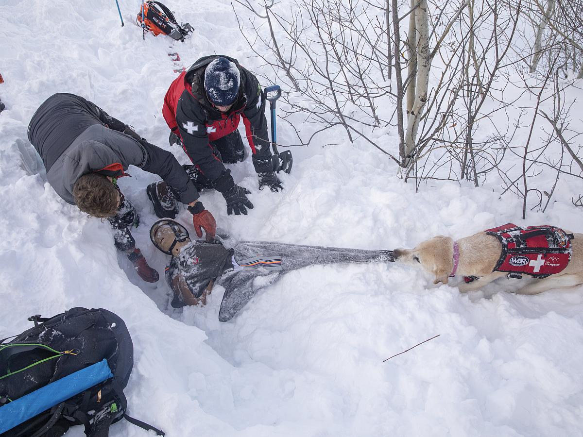 Remote Rescue avalanche rescue training scenario in conjunction with local ski patrol members