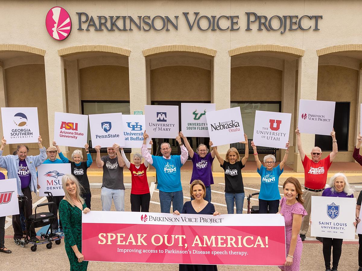Parkinson Voice Project with universities logos