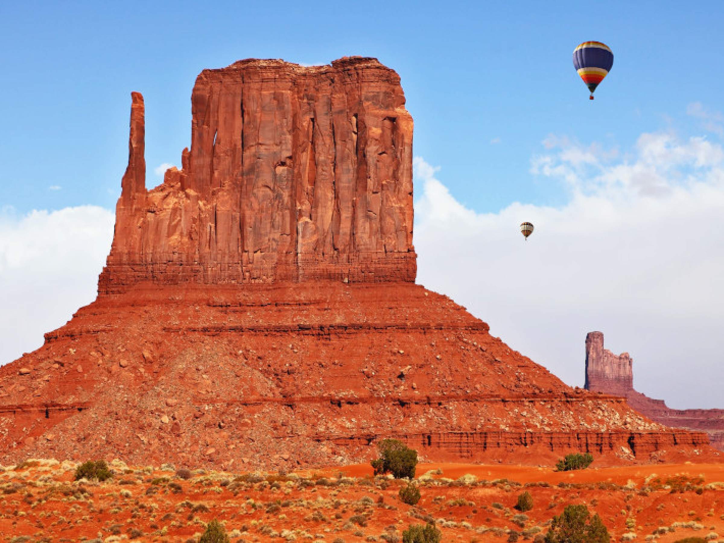 Valley with hot air balloons